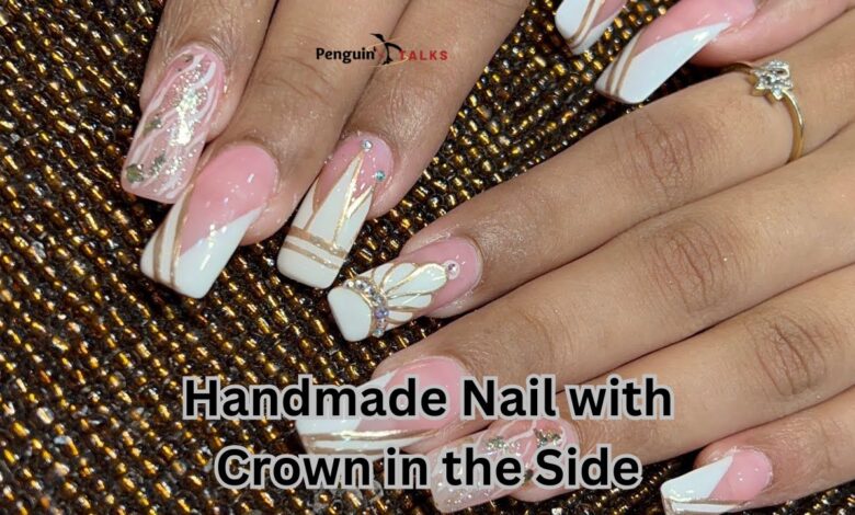 handmade nail with crown in the side